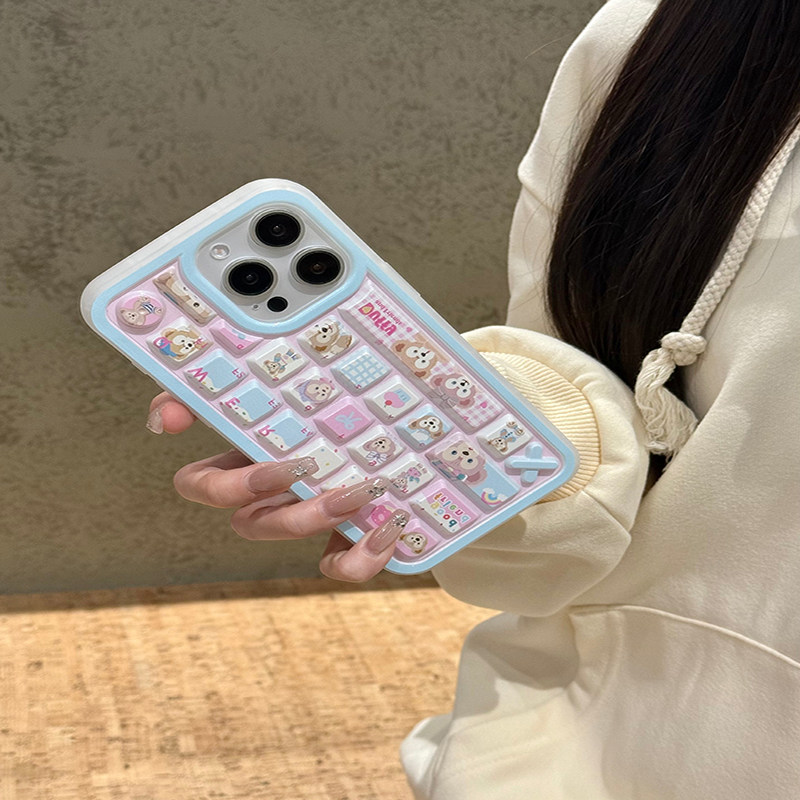 达菲熊雪莉玫适用于iPhone17promax手机壳苹果16pro/15pro新款小众14plus/15plus防摔键盘苹果13立体12保护套