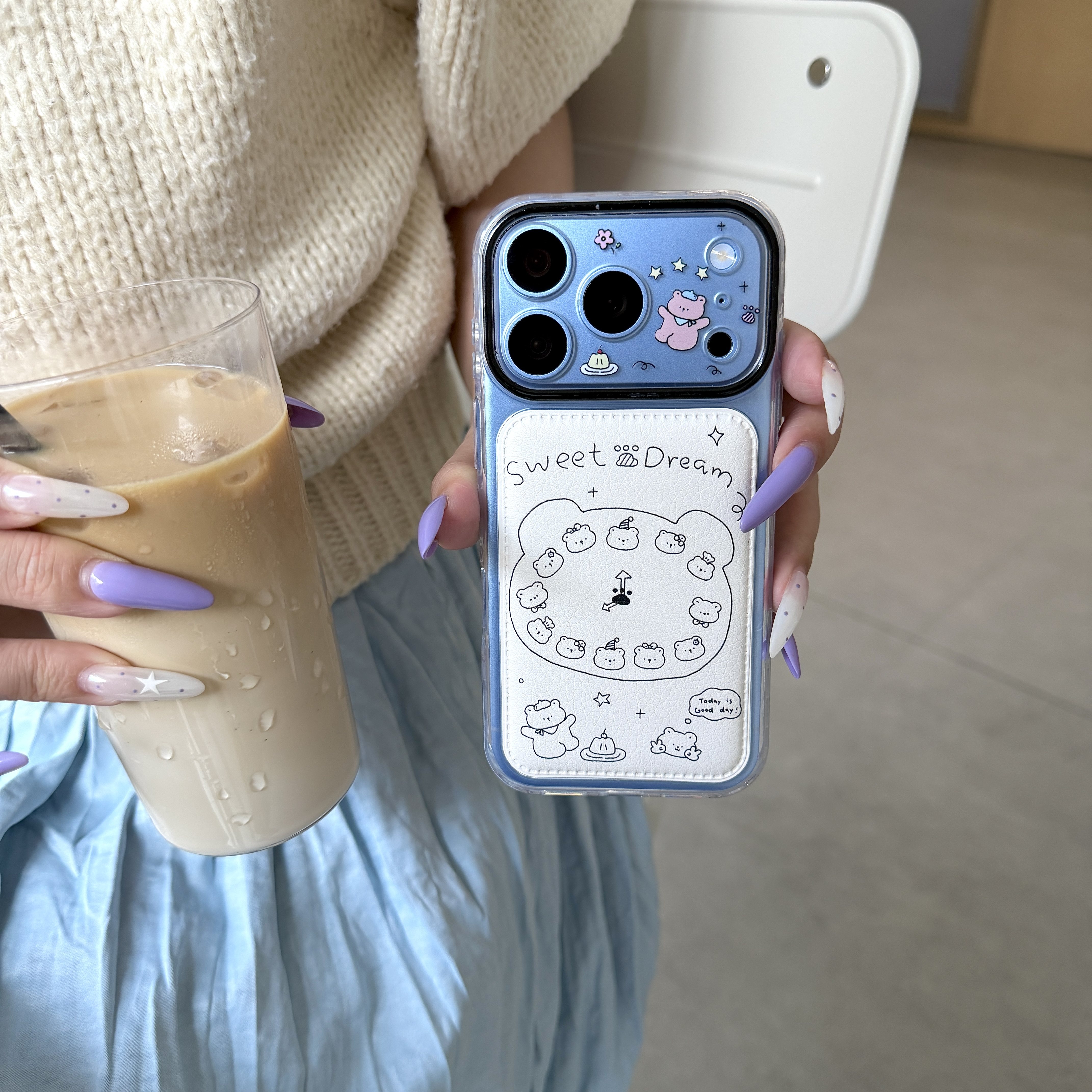 小紫熊黑框iPhone软皮可爱壳