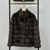 水貂绒毛毛外套女2025冬季 立领貂绒皮毛一体环保皮草短款 新款 韩版