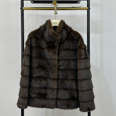 水貂绒毛毛外套女2025冬季新款韩版立领貂绒皮毛一体环保皮草短款