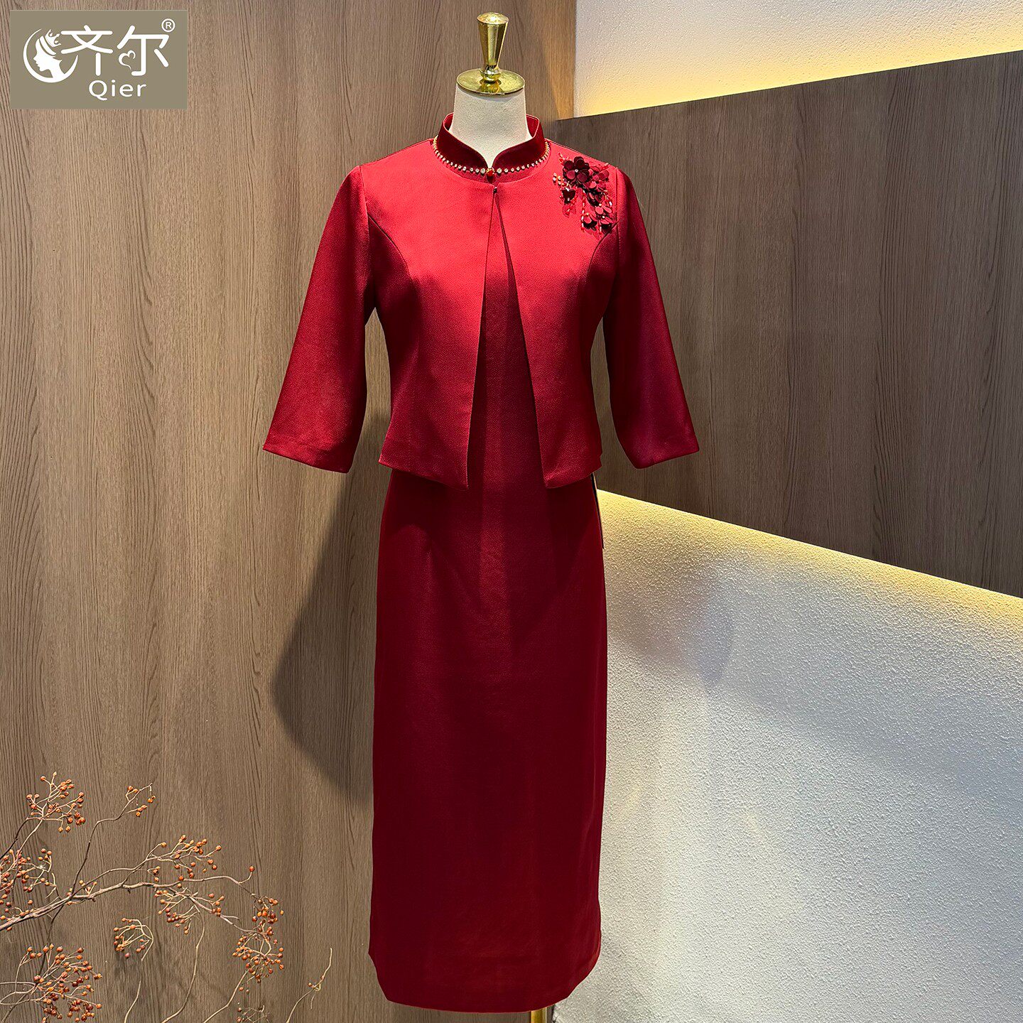 年轻款喜妈妈婚宴装高端礼服连衣裙外搭两件套敬酒服小个子可穿