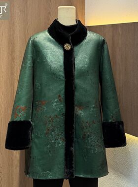 2026冬新款羊剪绒大衣女妈妈装立领中老年仿皮毛一体皮草外套