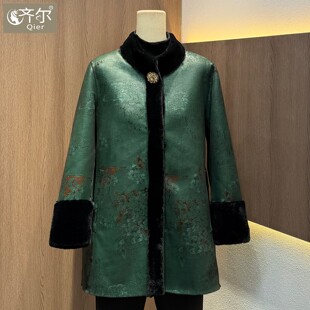 2026冬新款羊剪绒大衣女妈妈装立领中老年仿皮毛一体皮草外套
