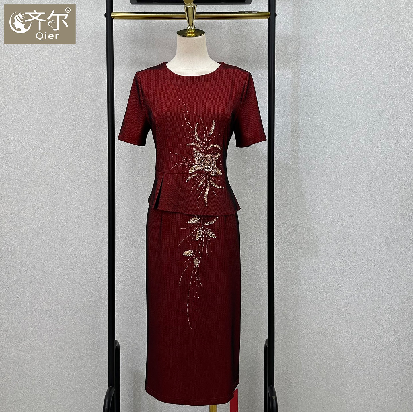 高端喜婆婆婚宴礼服高贵年轻小个子喜妈妈婚礼服大码遮肚子连衣裙