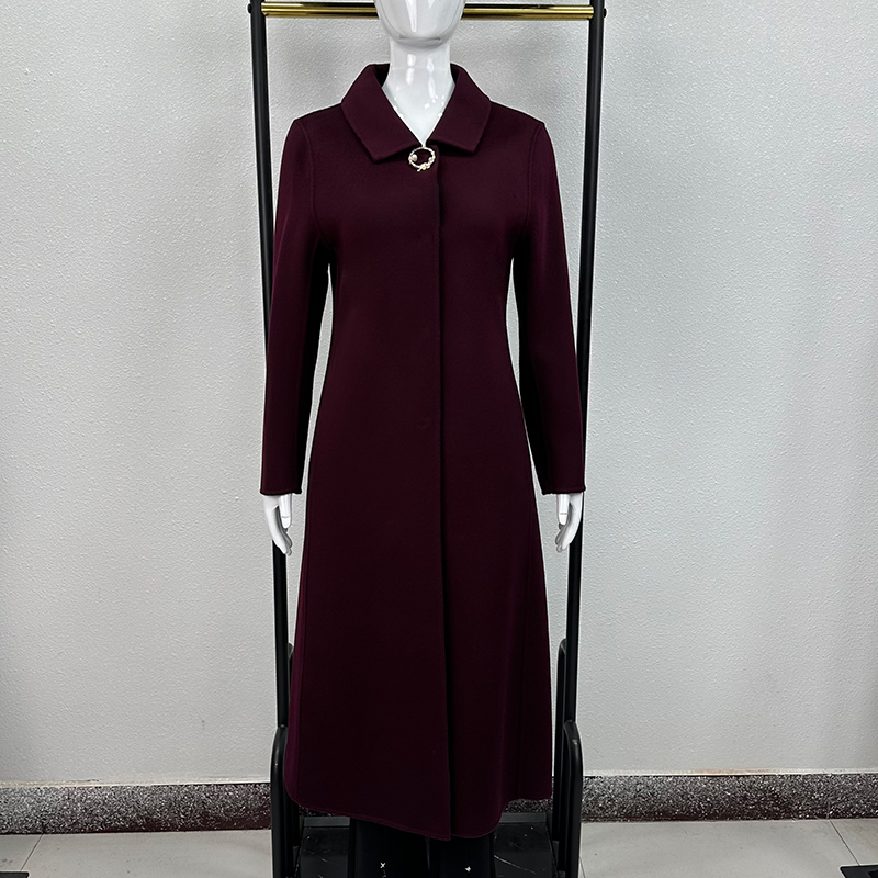 2024年秋冬新款阔太太双面呢外套女士中老年长款过膝100%羊毛大衣