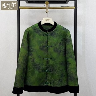 盘扣新国风外套 棉袄妈妈宽松保暖唐装 加棉中老年棉服女冬季 新款