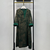 新国风中老年女装 连衣裙女 真丝长裙提花桑蚕丝中式 妈妈春夏装 大码