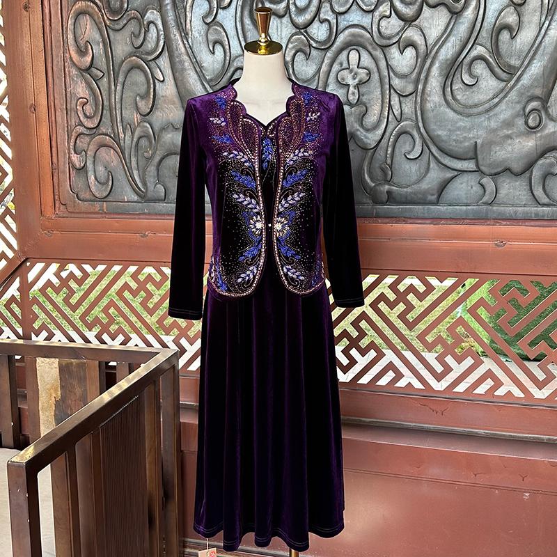 高端金丝绒婚宴装两件套