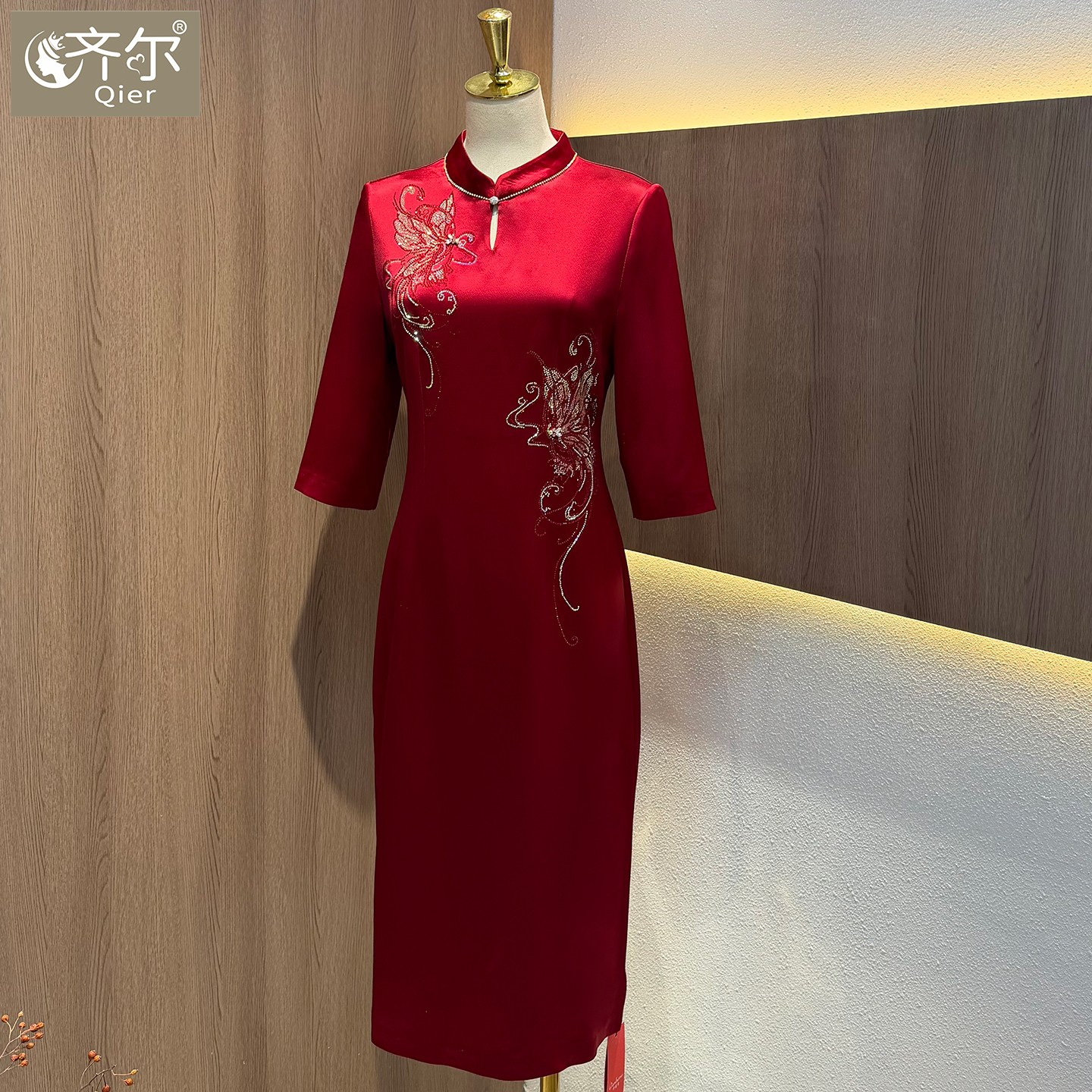 高端醋酸喜婆婆婚宴装旗袍年轻妈妈婚礼礼服高贵洋气新中式连衣裙