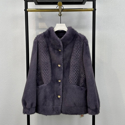 年轻妈妈装立领短款水貂绒外套冬装新款洋气高贵皮草中老年上衣厚