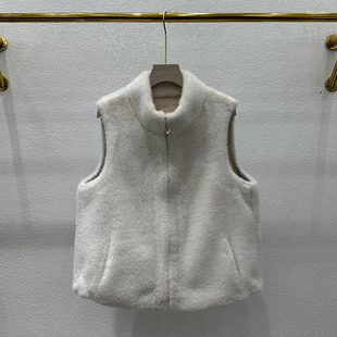 高端海宁皮草马甲女2025年冬新款立领皮毛一体外套水貂绒背心马夹