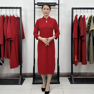 新娘喜婆婆婚宴装礼服裙高端改良旗袍妈妈结婚婚礼喜服洋气裙