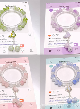 原创设计算盘珠水墨宋锦禅意手链学生琉璃手链高级感闺蜜手串礼物