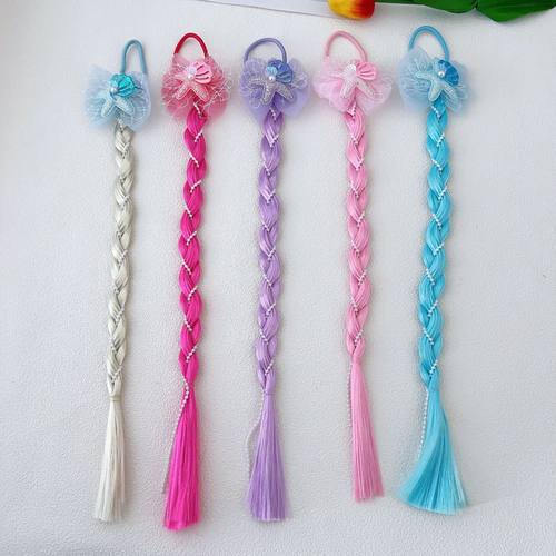 儿童假辫子卡通海星蝴蝶结发绳节日装扮麻花辫假发发圈编发麻花辫