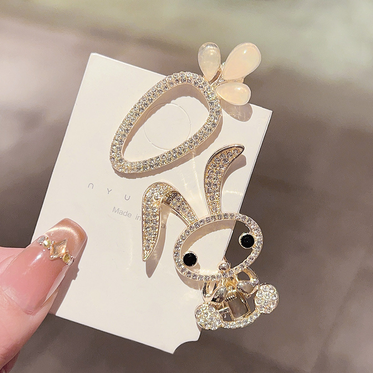 精致猫眼石花朵兔子发夹女气质一字夹可爱侧边刘海夹子发卡头饰,饰品/流行首饰/时尚饰品新,民族风发饰,淘宝优惠券,粉丝福利购,淘宝优惠卷