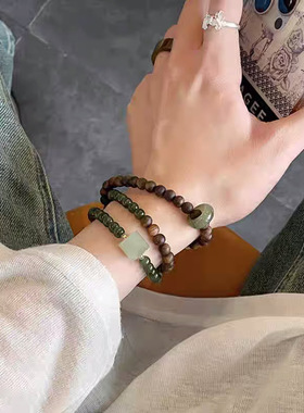 天然奇楠沉香手串搭仿玉碧玉手链晴水玉转运珠富贵显白佛珠念珠女