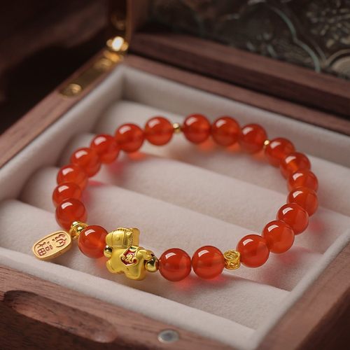 2026马年本命年手链女款仿红玛瑙朱砂手串生肖马吉祥手饰生日礼物