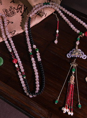 厂家直销新中式斜挎链璎珞项链国风旗袍汉服紫色斜挎链古风配饰品