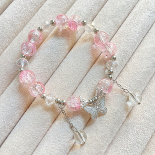 超仙蝴蝶玉碎爆花手串女孩手链小仙女甜美彩色珠串送闺蜜学生手链