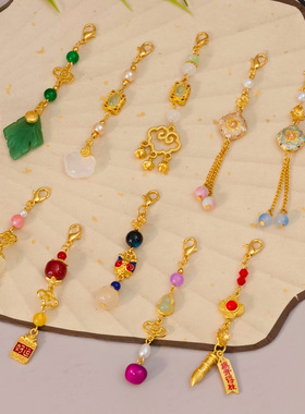 合金国潮高级感醒狮小吊坠diy挂件古装旗袍中式百搭气质挂饰挂件