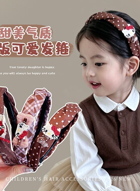 韩版甜美儿童发箍不勒头小女孩卡通刺绣宽边头箍女童复古发卡发饰