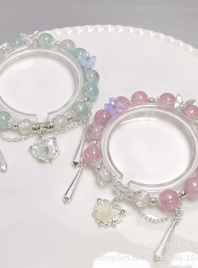 女孩琉璃水晶手链原创设计轻碎爱心玫瑰手链精美闺学生蜜手串礼物