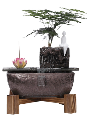 流水喷泉桌面摆件加湿器家居装饰