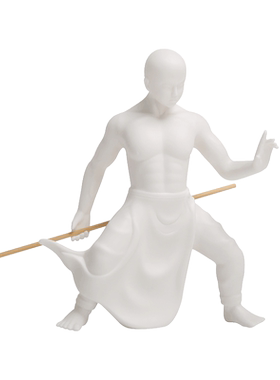 手工白瓷玄关书房功夫人物装饰品