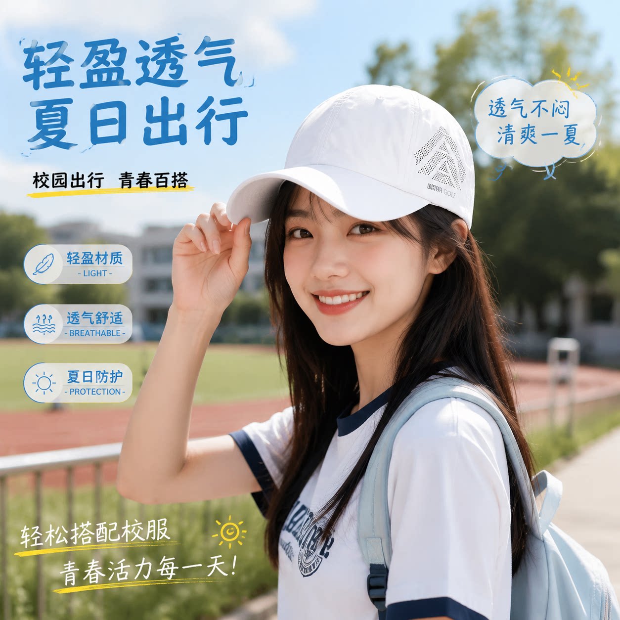 军训帽子学生纯白色鸭舌帽高中生儿童运动会小白帽男女款帽棒球图片