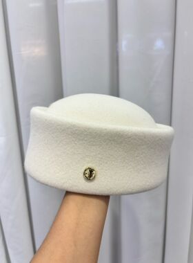 贝雷帽女秋冬羊毛呢赫本风复古定型药盒帽高级感空姐帽千金小礼帽