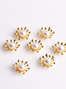 14mm金色古风珍珠花蕊合金材料