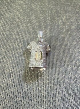 欧洲回流老铜器 橄榄球衣镶嵌水钻项链吊坠实物更精美000130
