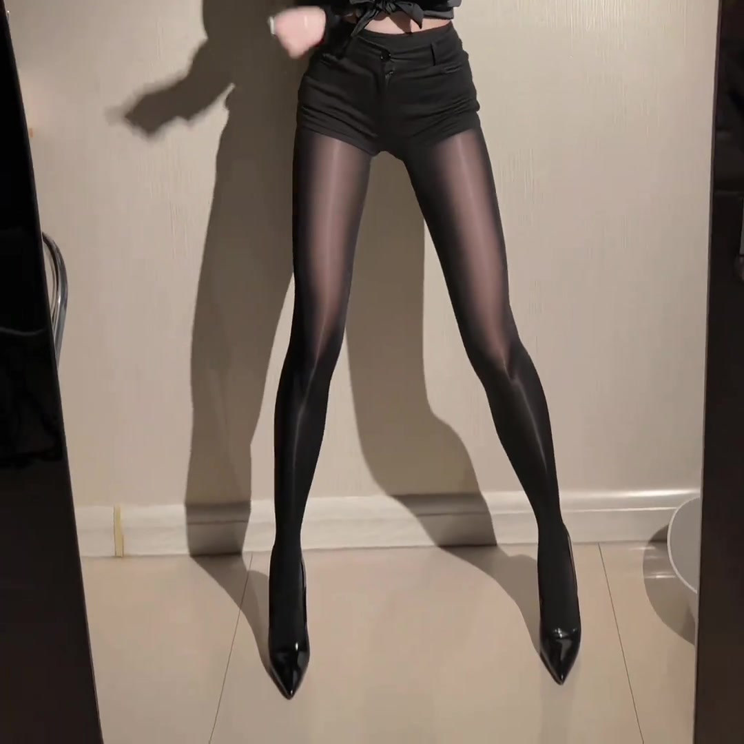 简约高腰连裤袜女2026年秋季气质黑色美腿高弹透明丝袜性感打底袜