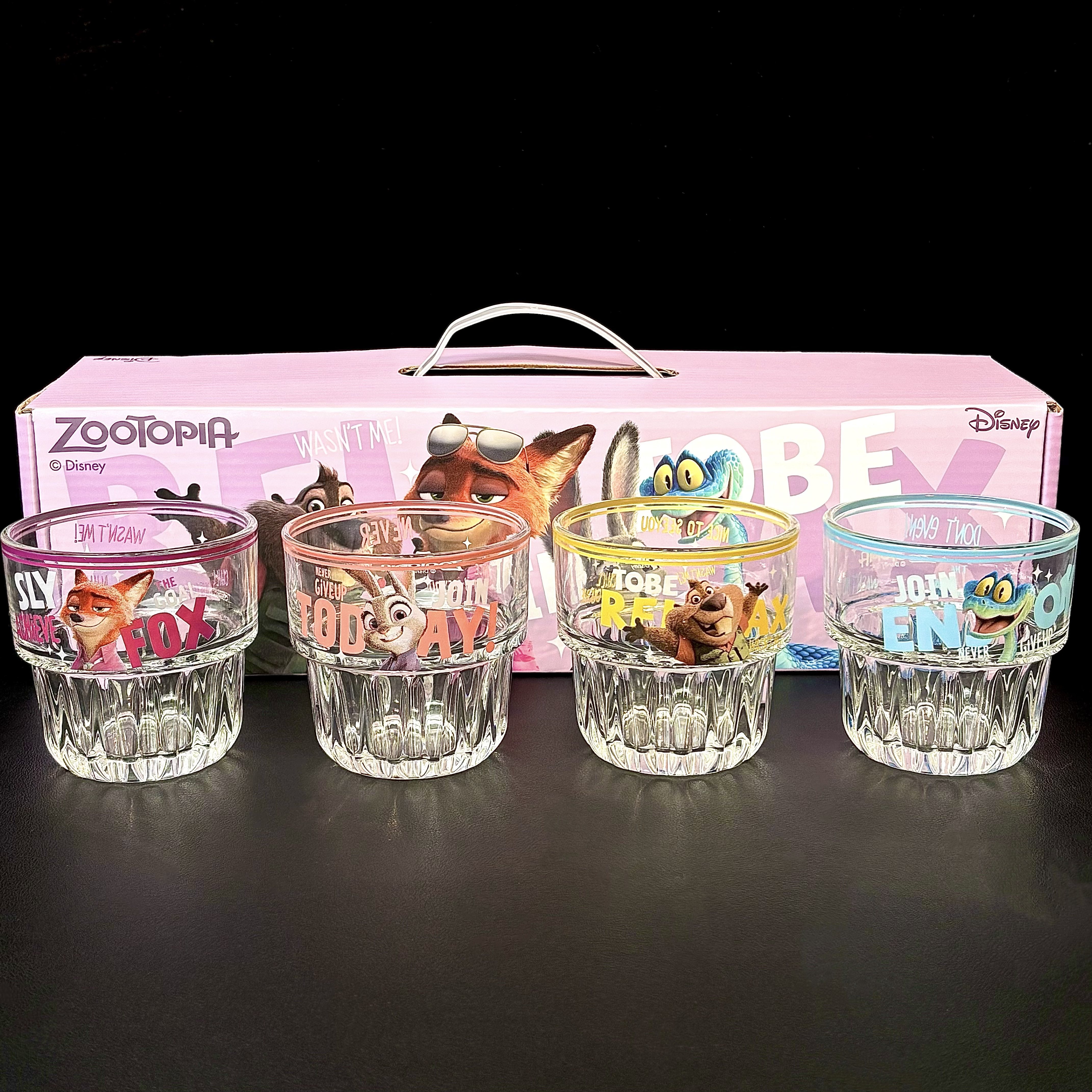 迪士尼疯狂动物城朱迪尼克可爱玻璃杯喝白酒啤酒饮料透明水杯家用