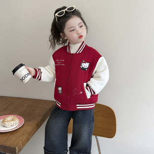 女童夹棉加厚棒球服二棉外套开春装2026新款女宝宝加棉开衫小棉衣