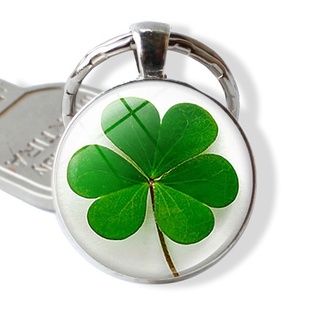 四叶草钥匙圈水晶玻璃幸运草挂件时光宝石钥匙扣饰品创意礼物