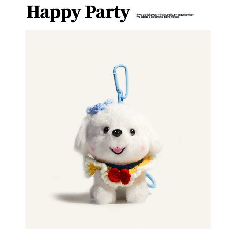 原创可爱小比熊狗狗书包包挂件毛绒玩偶汽车钥匙扣创意礼物摆件
