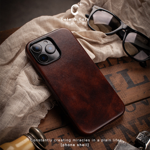 意大利Bonaudo博物馆小牛皮手机壳复古纹理适用于苹果iPhone16全包围强磁