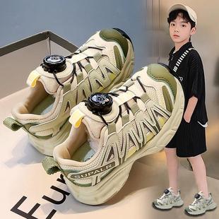 男童鞋子2026新款春季网面透气儿童跑步运动鞋软底老爹鞋男孩轻便