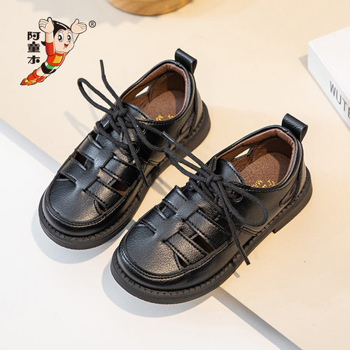 阿童木男童皮鞋2025夏季新款儿童男孩演出鞋软底罗马镂空透气鞋子