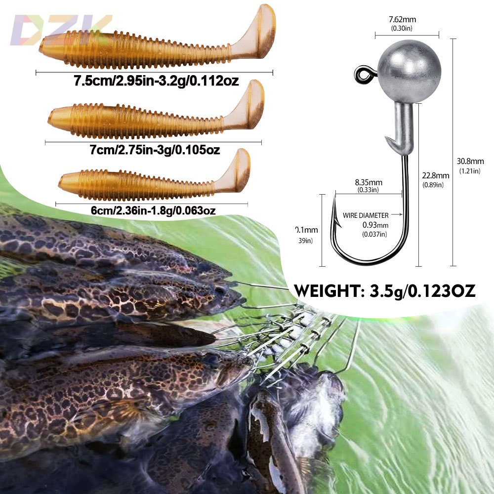 T尾软饵套装 铅头钩路亚饵组合淡水鲈鱼黑鱼翘嘴远投软虫渔具现b2