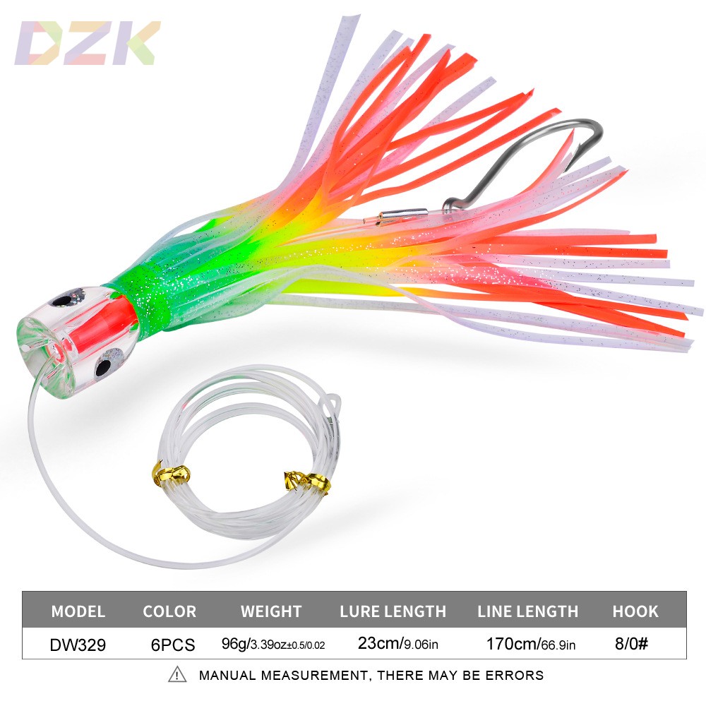 9英寸拖钓路亚饵 亚克力章鱼须鱿鱼软饵海钓树脂仿生软饵带出水b2