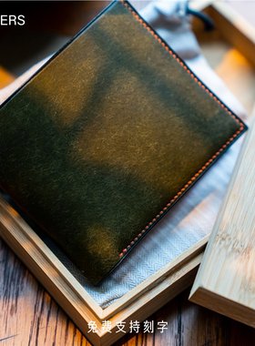 HIBBERS纯手工意大利pueblo头层牛皮短款钱包高定系列支持刻字