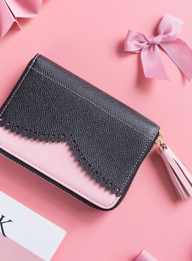 【礼服】HIBBERS原创礼服系列女士头层真牛皮短款拉链小钱包卡包