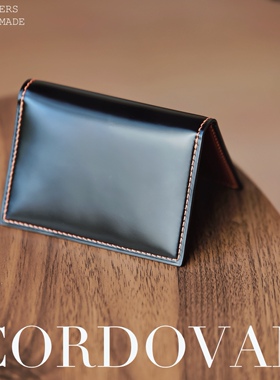 HIBBERS手工制作新禧马臀皮cordovan折叠真皮卡包名片夹