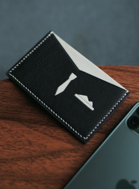 HIBBERS原创设计纯手工制作时尚个性法国chevre山羊皮真皮西装卡