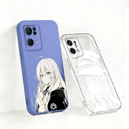 线稿适用OPPO Reno7 SE伊蕾娜Reno7/7SE/6/6Z魔女之旅Reno5K/5/4/4SE Pro+ R17 Pro薰衣草灰透明色手机壳定制
