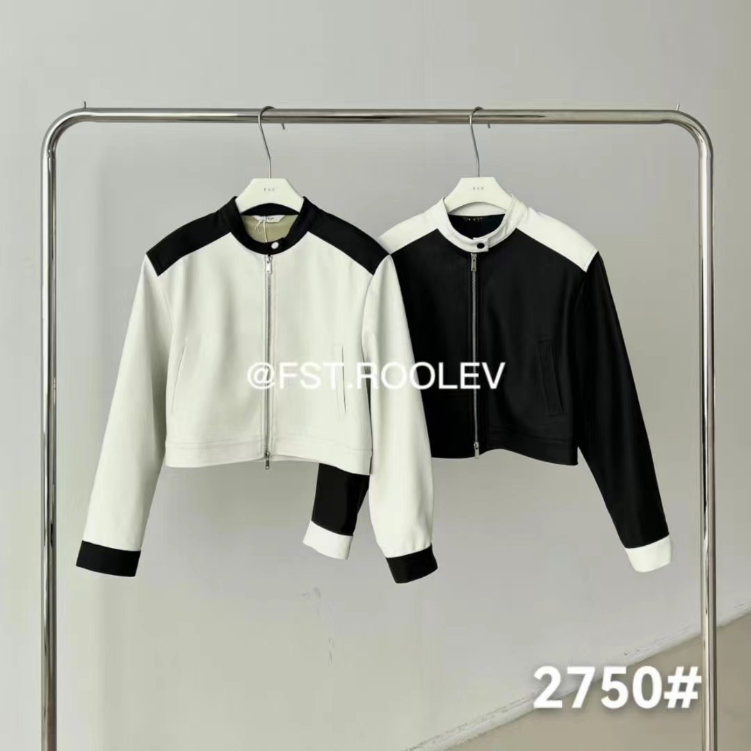 宽松常规款拼接短外套