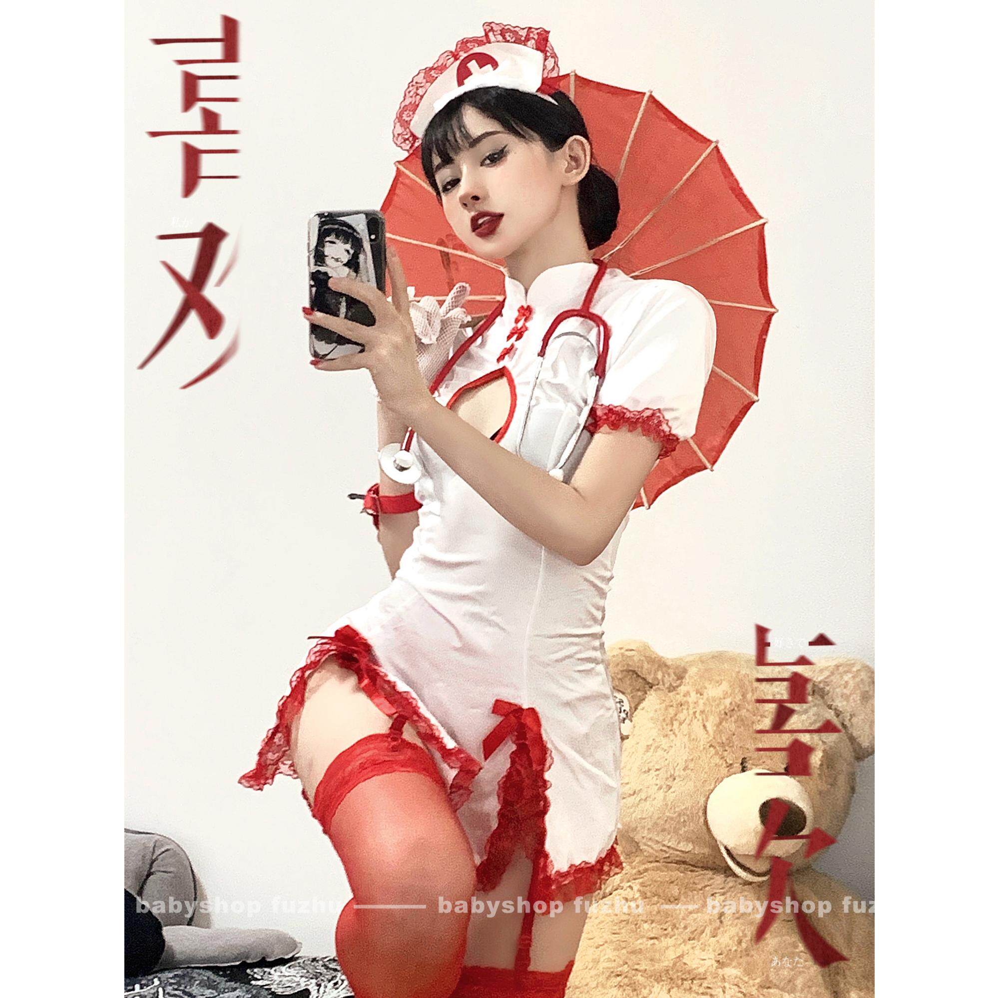 【售完欣赏】打针咯～开胸背部捆绑丝带开衩护士旗袍
