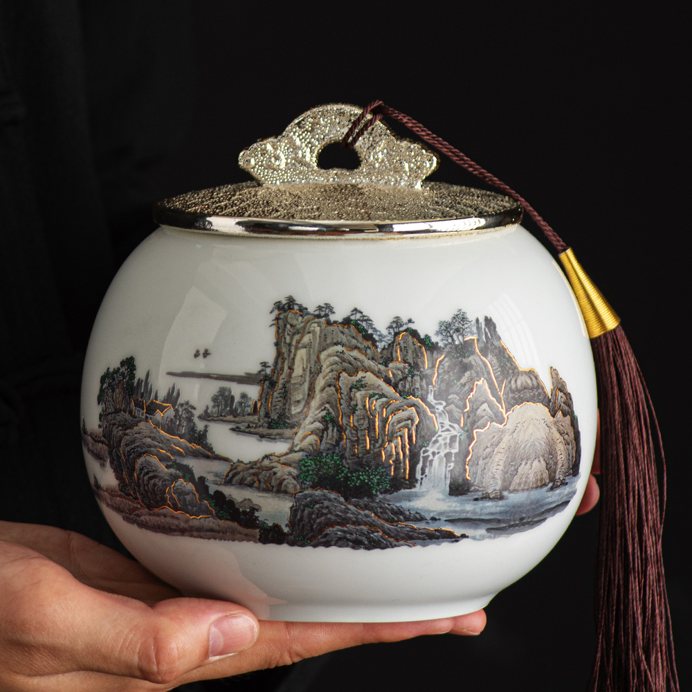 高档茶叶密封罐陶瓷茶叶储存